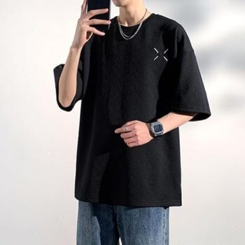 Aaronlive メンズ 5/8スリーブ ルーズフィット サマーTシャツ